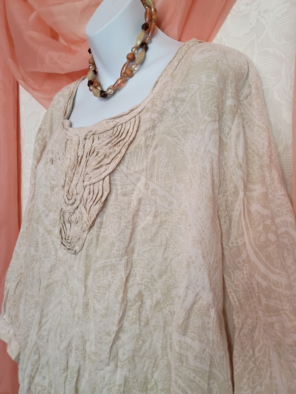 🛍️ BUNDLE ONLY🛍️Liz & Me Cream Embroidered Peasant Tunic - Picture 2 of 6